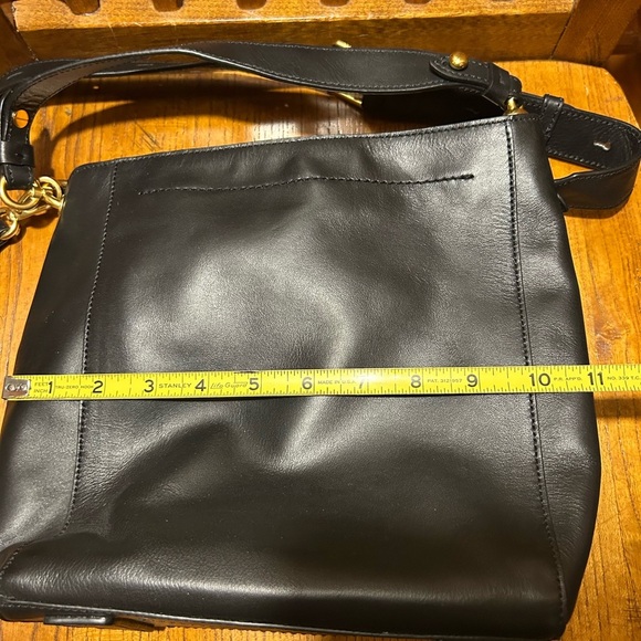 Cole Haan Black and Gold Leather Shoulder Bag with Adjustable Strap - Picture 14 of 14